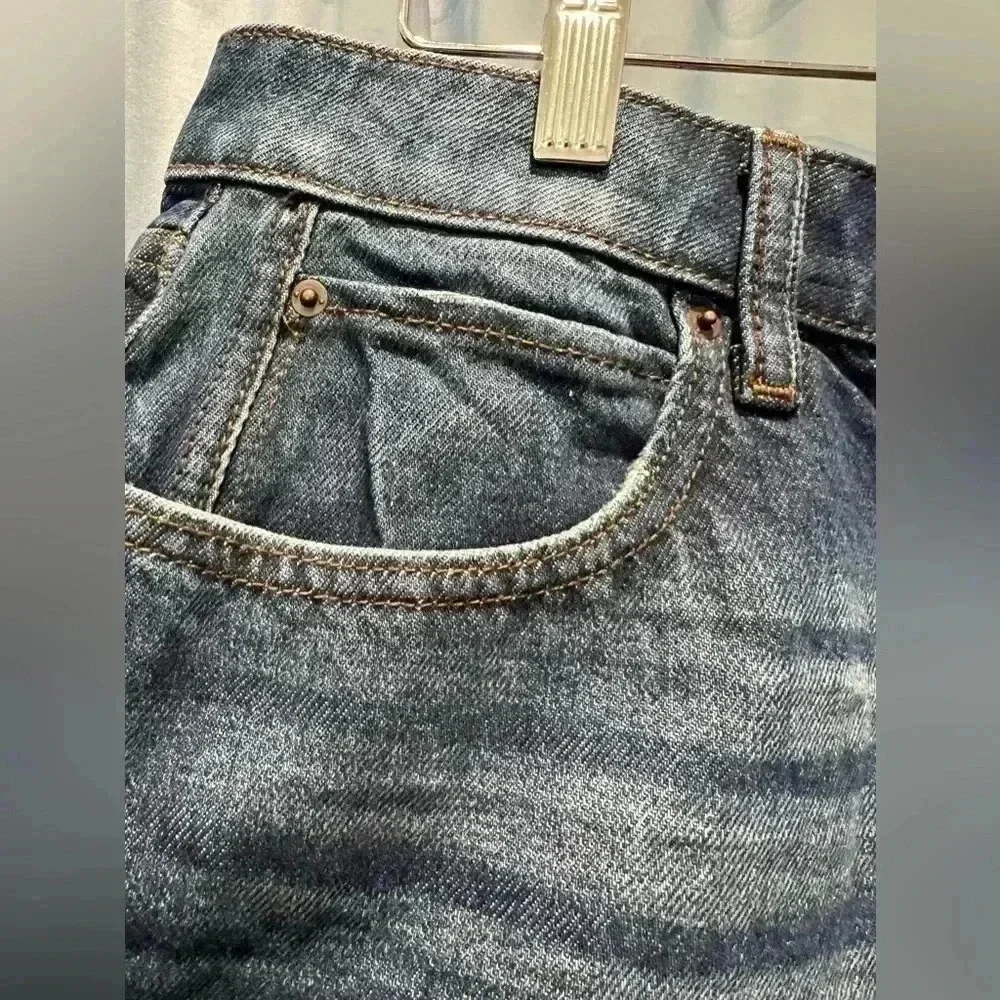 No Boundaries Juniors Size 17 Blue Denim Shorts Cuffed Hem Front Button Closure‌